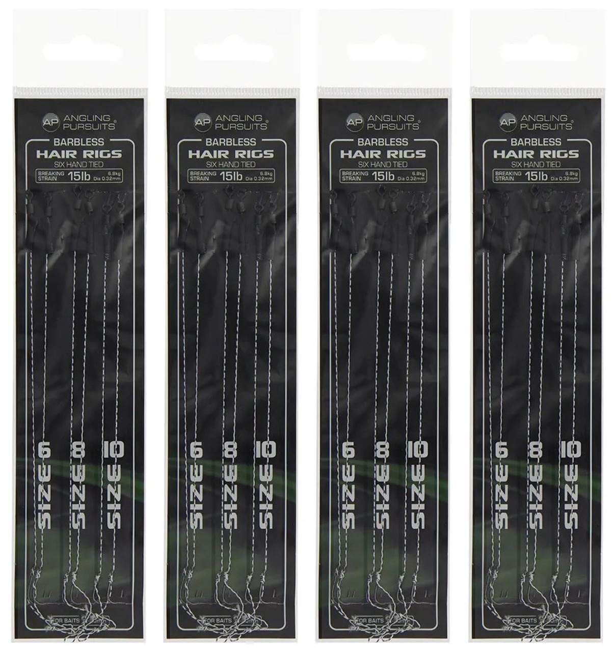 NGT Hair Rigged Carp Hooklengths Sixpack - Mixed Sizes 6, 8, 10 Barbless