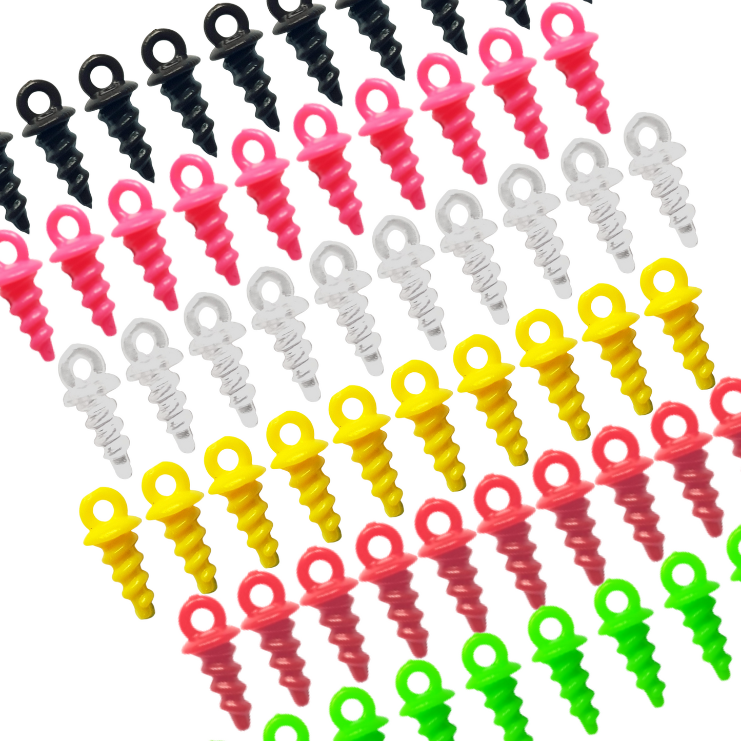 Colorful Plastic Bait Screws for Carp Fishing Tackle by Fishonlinestore in six vibrant colors