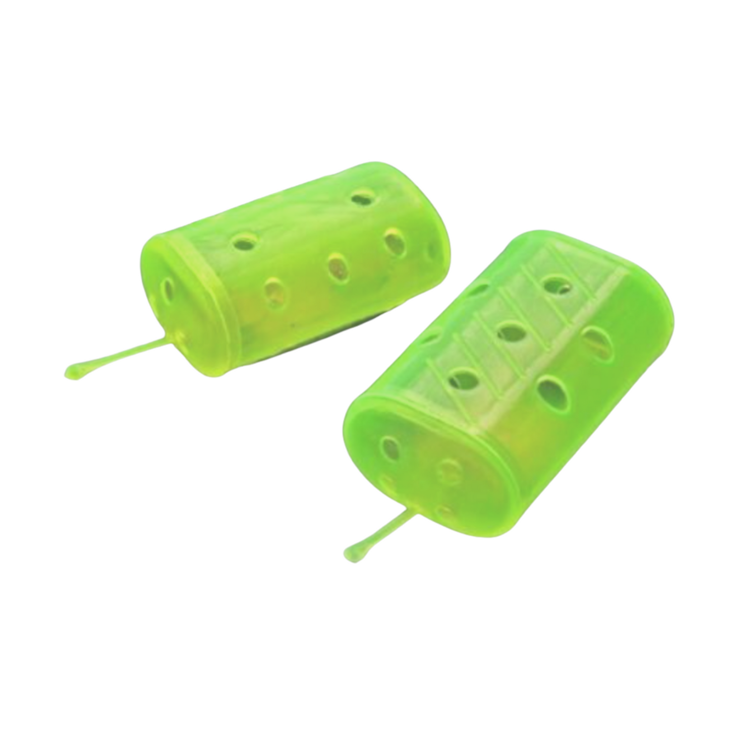 Large 70mm plastic flat bottom block ended maggot feeders for fishing bait distribution.