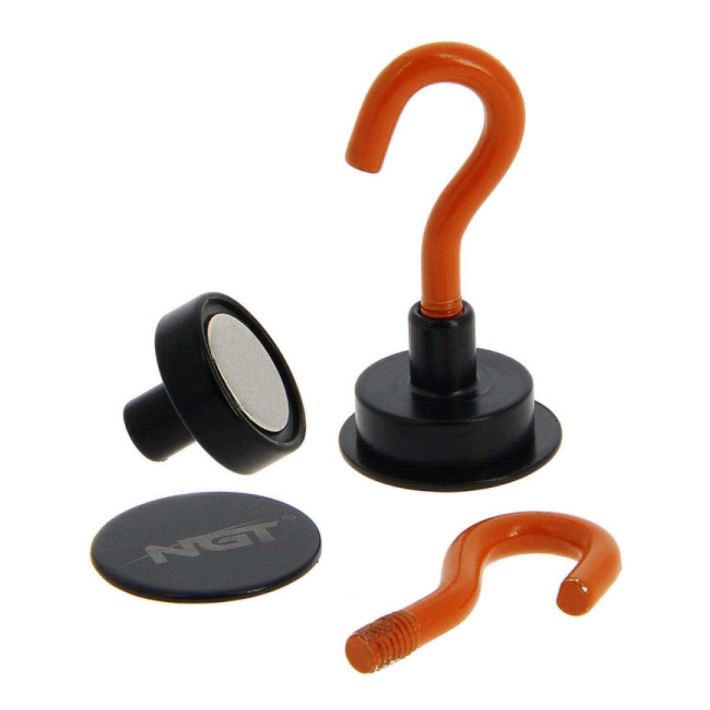 NGT Bivvy Hooks twin pack with heavy duty magnetic bases and bright orange hooks for secure gear hanging