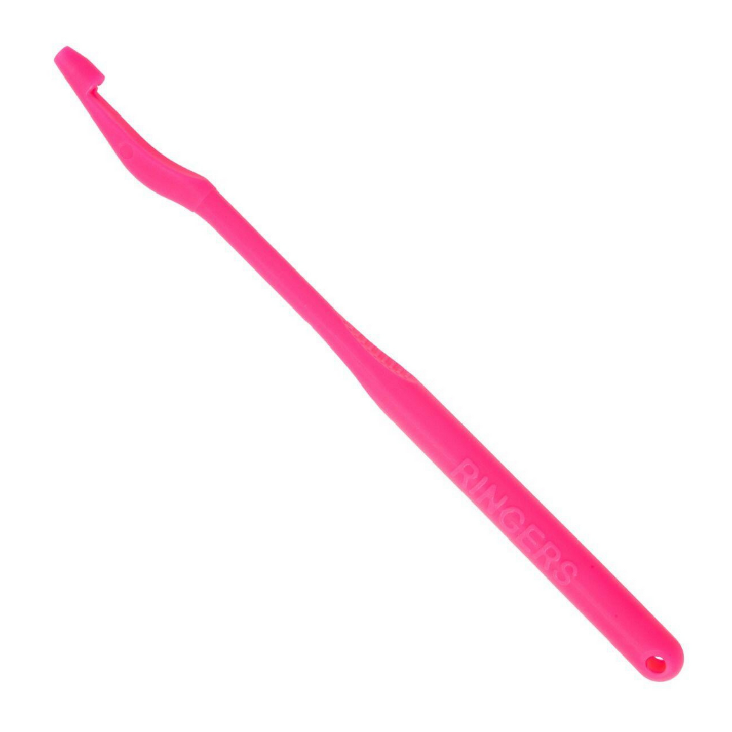 Pink Ringers Disgorger fishing tool with angled tip floating and easy to spot