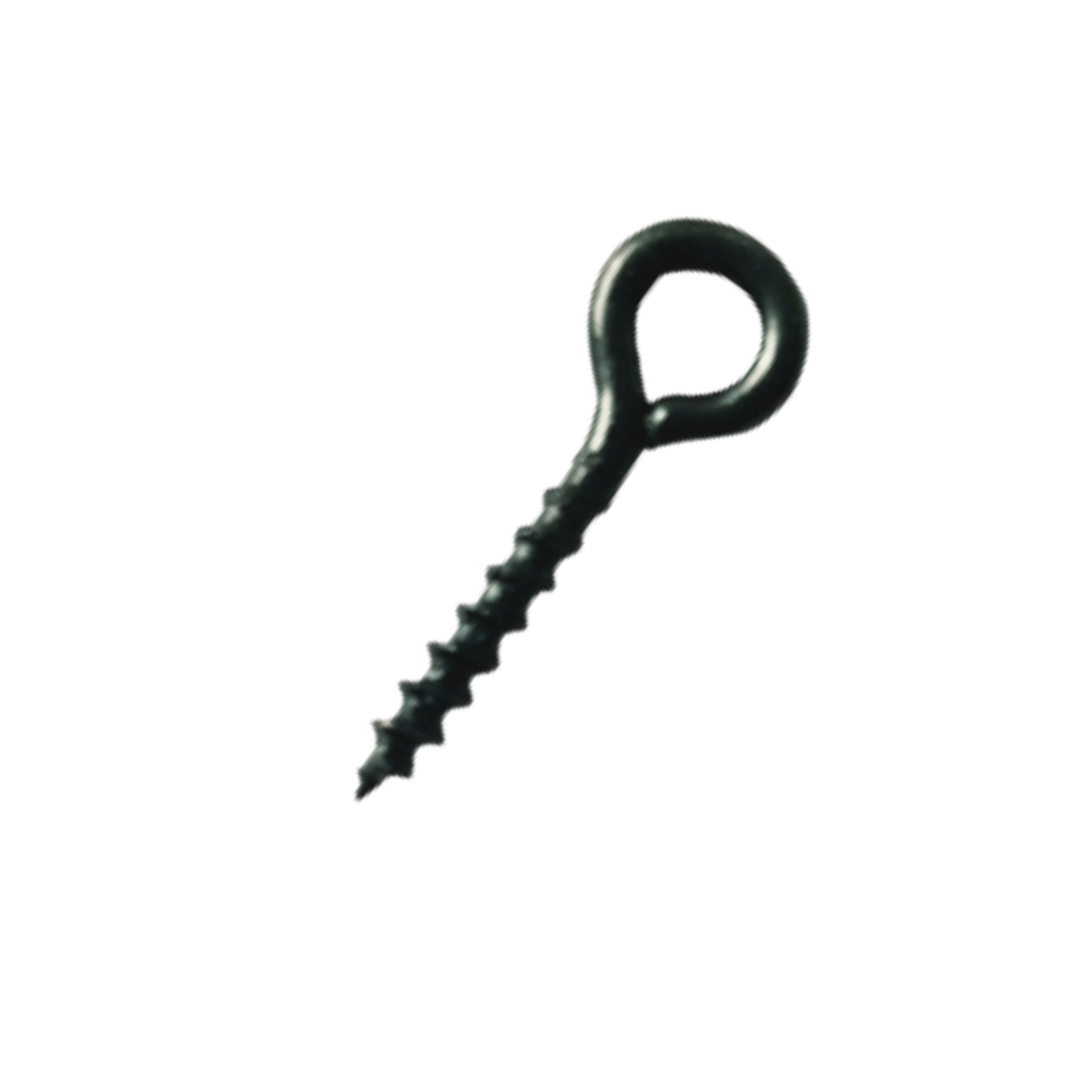 12mm Matt Black metal bait screw with an eye loop for fishing tackle terminal use