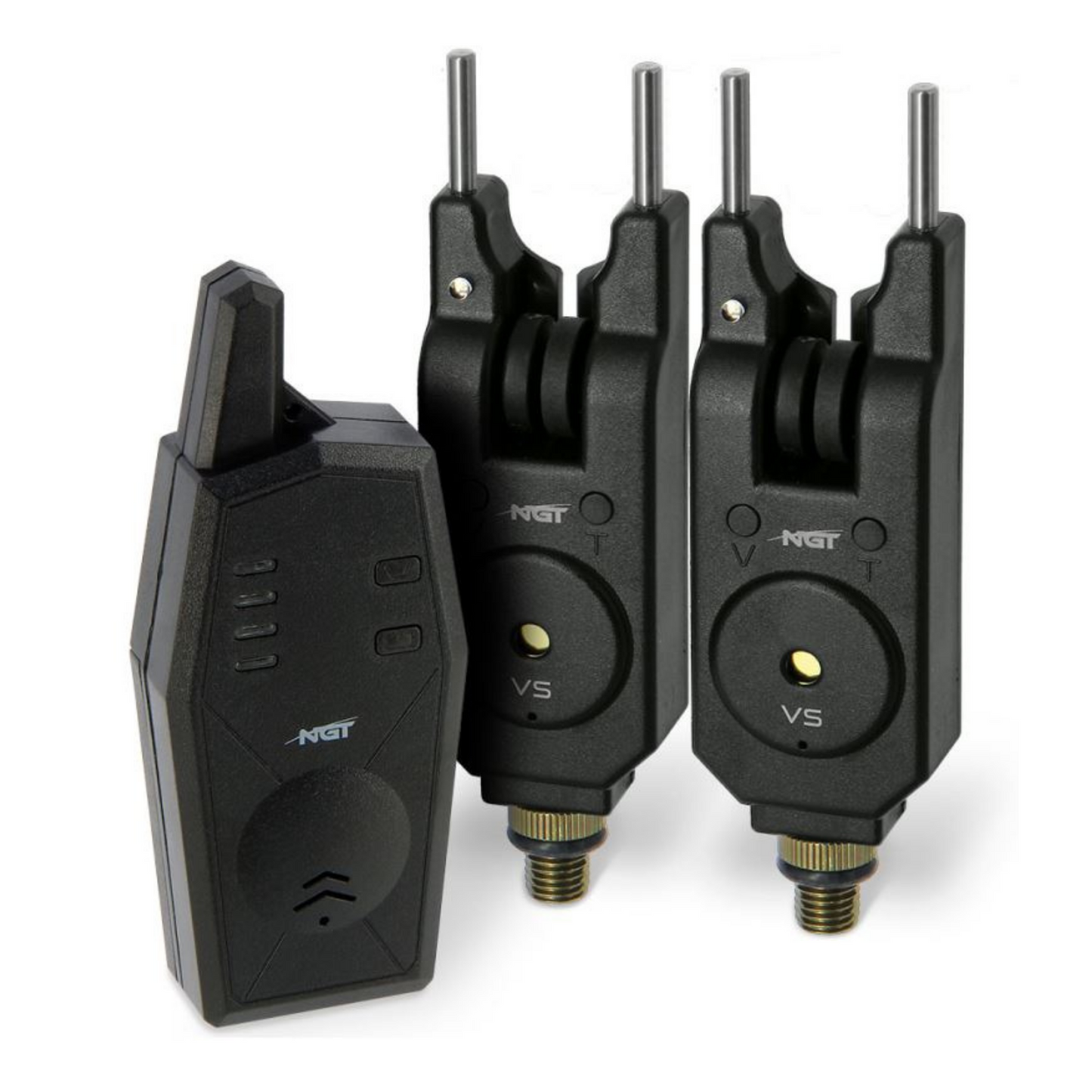 NGT VS 2pc Wireless Alarms - Adjustable Volume and Tone with Reciever
A 2pc alarm and transmitter wireless bite alarm set with upto 200m range displayed on a double