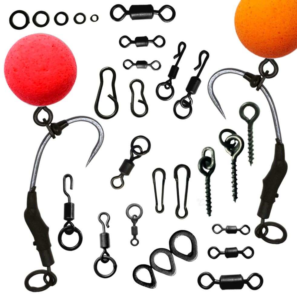 carp fishing accessories uk Tackle Box Kit, 320Pcs/Box Carp Including Swivels Hooks Anti Tangle Sleeves Hook Stop Beads Boilie Bait Screw Leader Rigging Sports & Outdoors Full Carp Fishing Starter set