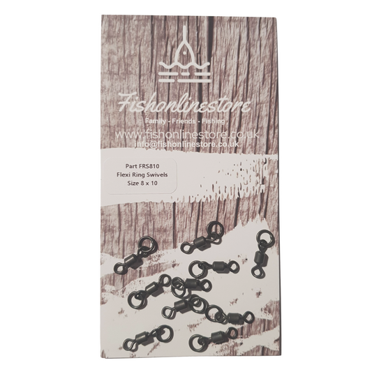 Size 8 Flexi Ring Swivels
A must component for modern carp mechanics. Popular Size 8 Anti-Glare.
Excellent for creating Zig, Helicopter & Chod rigs as the Flexi