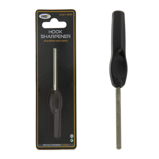 NGT compact hook sharpener with V groove and easy grip handle for maintaining sharp fishing hooks