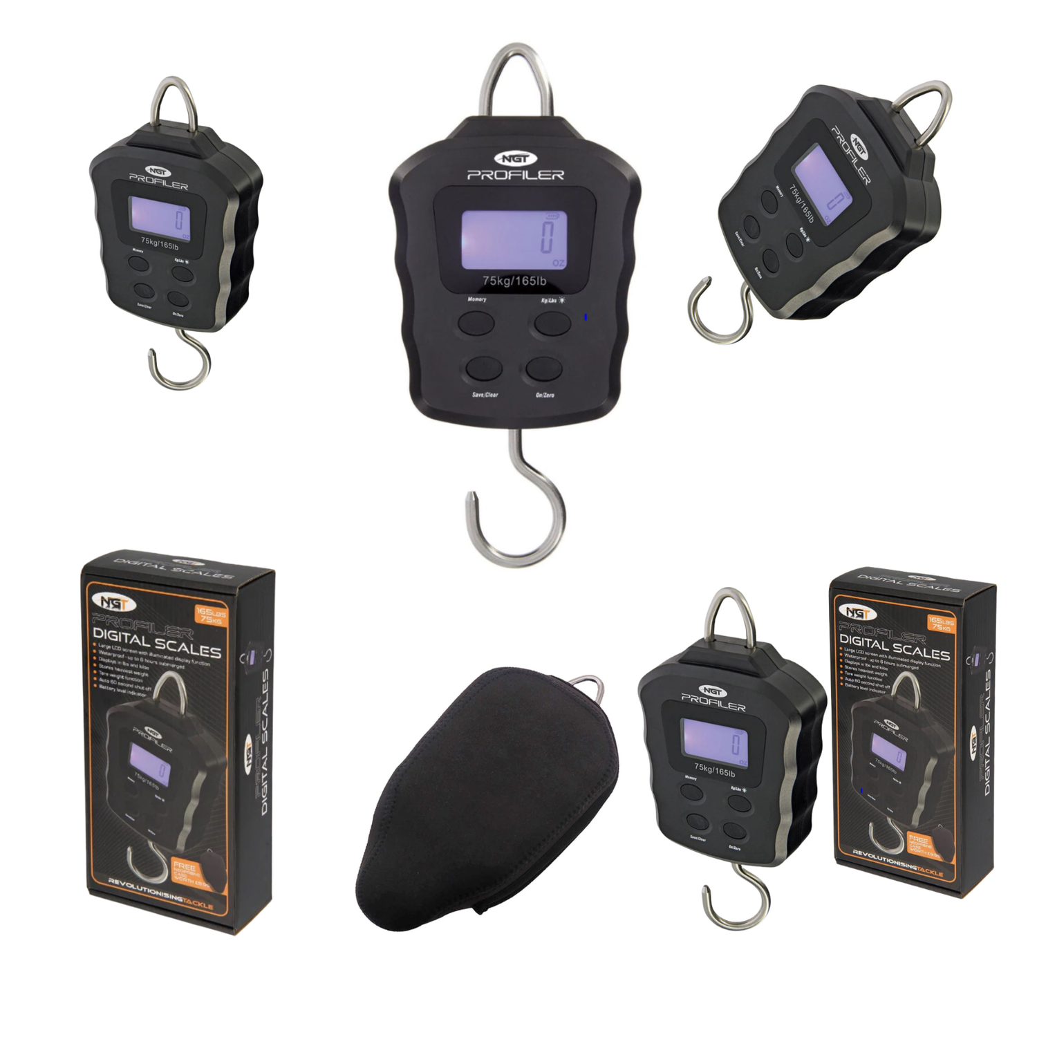 NGT Profiler Scales - Digital 165lb / 75kg Heavy Duty Scales with Free Neoprene Case