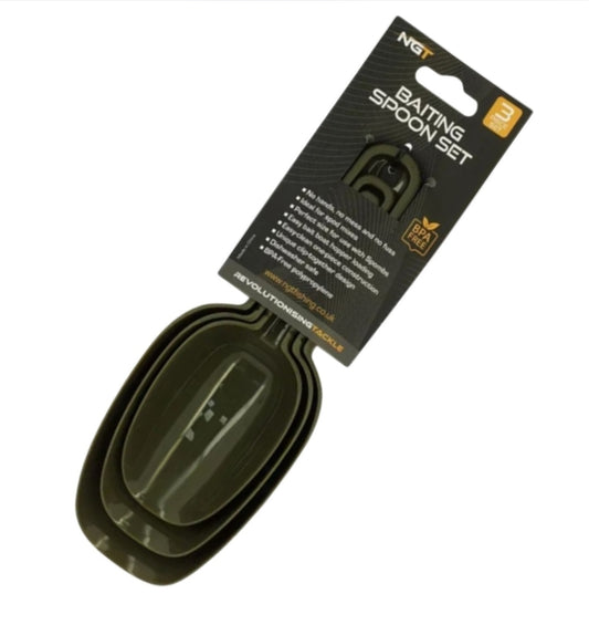 NGT New 3pc Baiting Spoon Set- Ideal for PVA Bags, Spod Mix and Bait Launchers