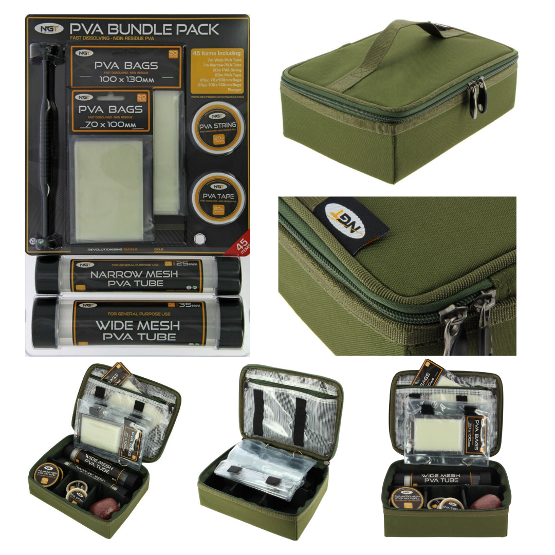 NGT PVA Bundle Pack - 45pc Complete PVA Set + NGT PVA Luggage Station - Ideal Gift