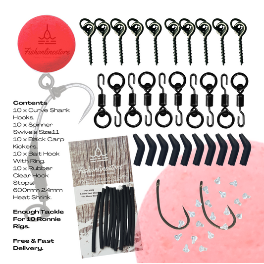 Fishonlinestore Pro Component Set Bundle
"Enhance your carp fishing game with our premium Carp Fishing Ronnie Rig Bundle. This comprehensive kit includes everything