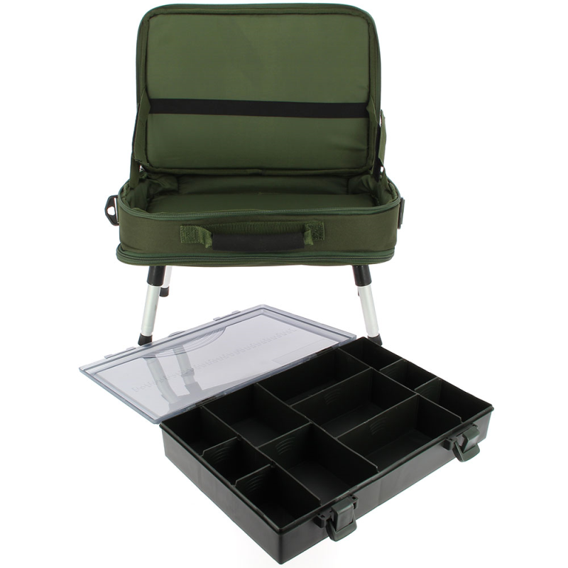 thumbnail image 2 of NGT Bivvy Table For Carp Fishing – Foldable Plastic With Rubber Feet – 39x24x15cm – Green 2 of 6