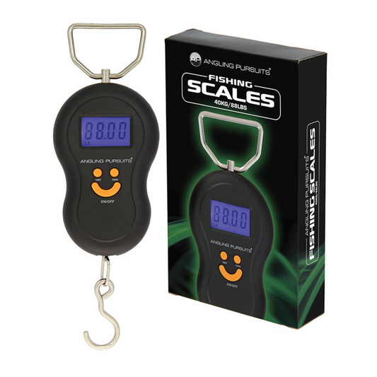 Compact digital scales for fishing with LCD display and 40kg/88lb capacity.