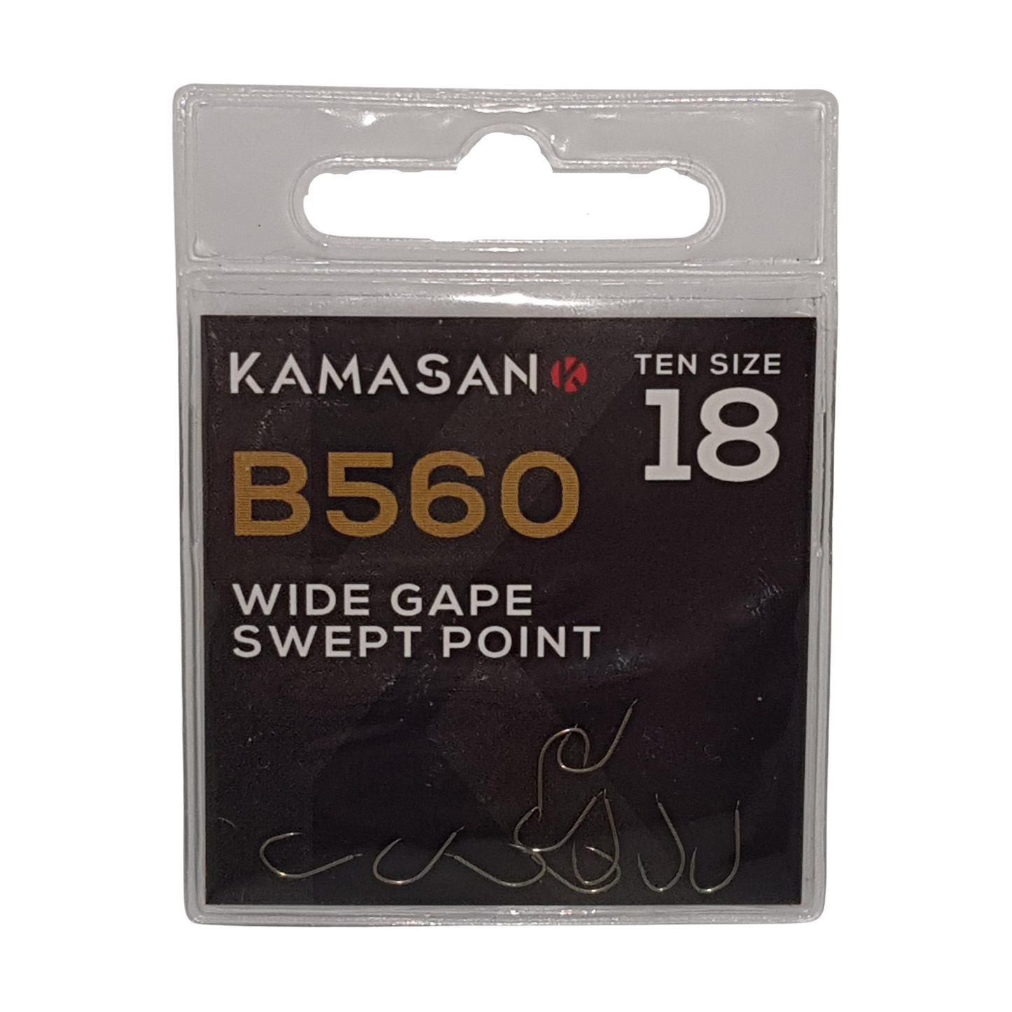 Kamasan B560 Hooks - Size 18 - Micro Barbed - Natural Venue Popular Pattern