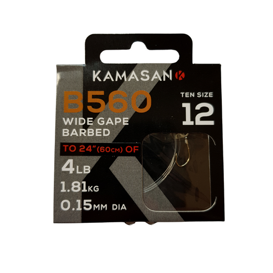 Kamasan B560 Hooks To Nylon 24" 60cm Size 12 - NEW IN!