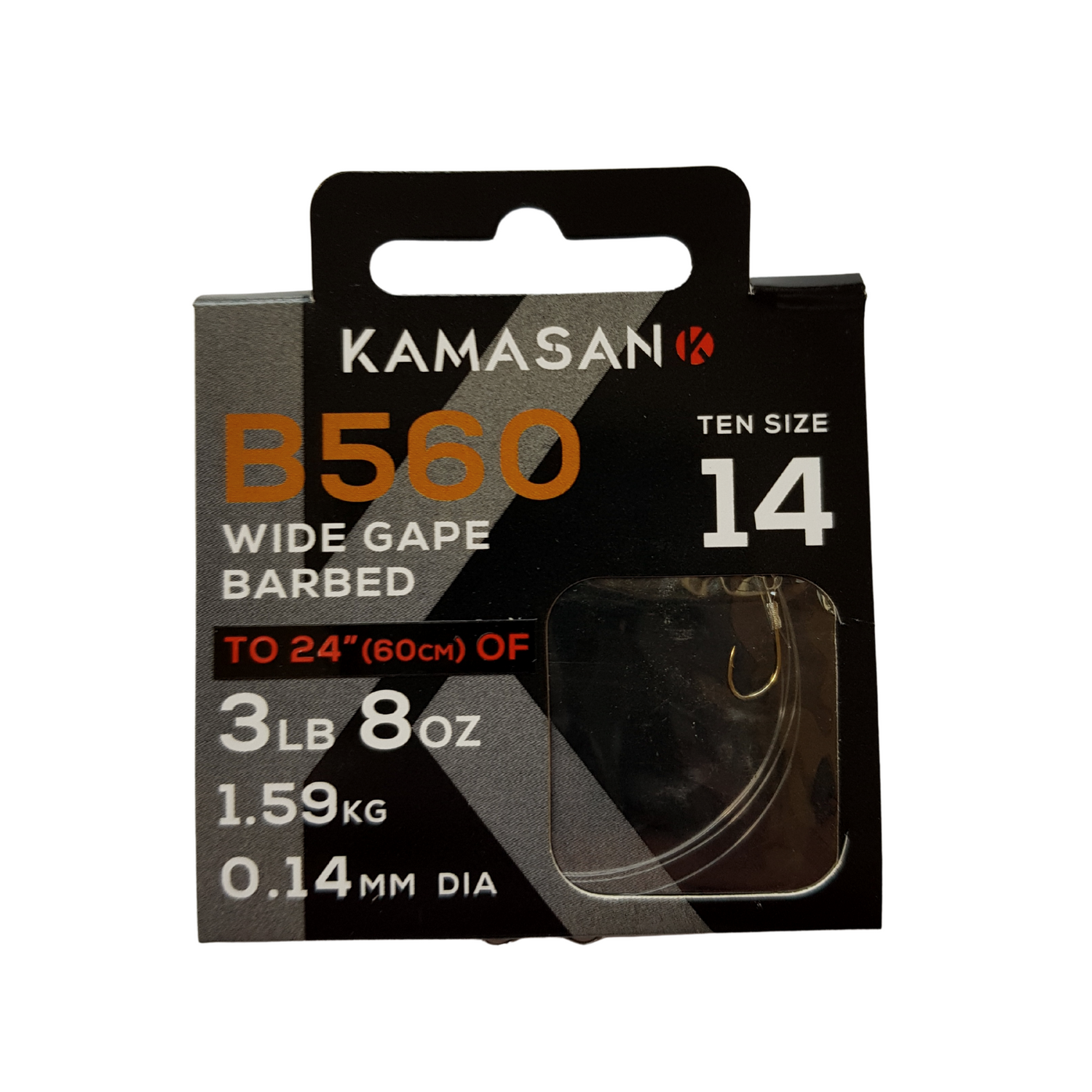 Kamasan B560 Hooks To Nylon 24" 60cm Size 14 - NEW IN!