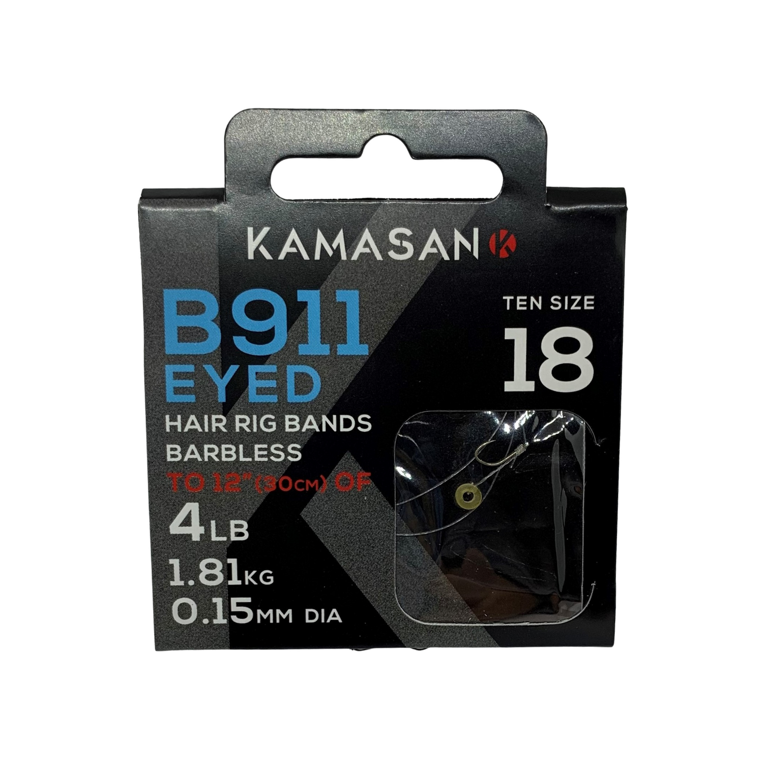Kamasan B911 Hooks To Nylon with Bait Bands. Size 18