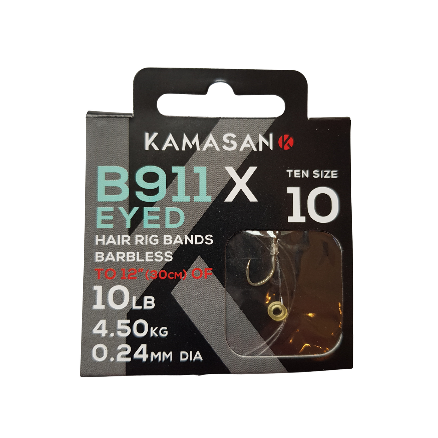 Kamasan B911X Eyed Hooks To Nylon with Bait Bands.