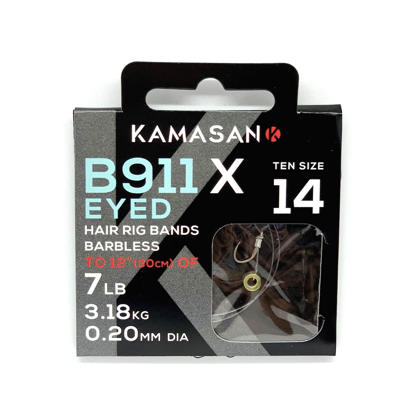 Kamasan B911X Eyed Hooks To Nylon with Bait Bands. Size 14