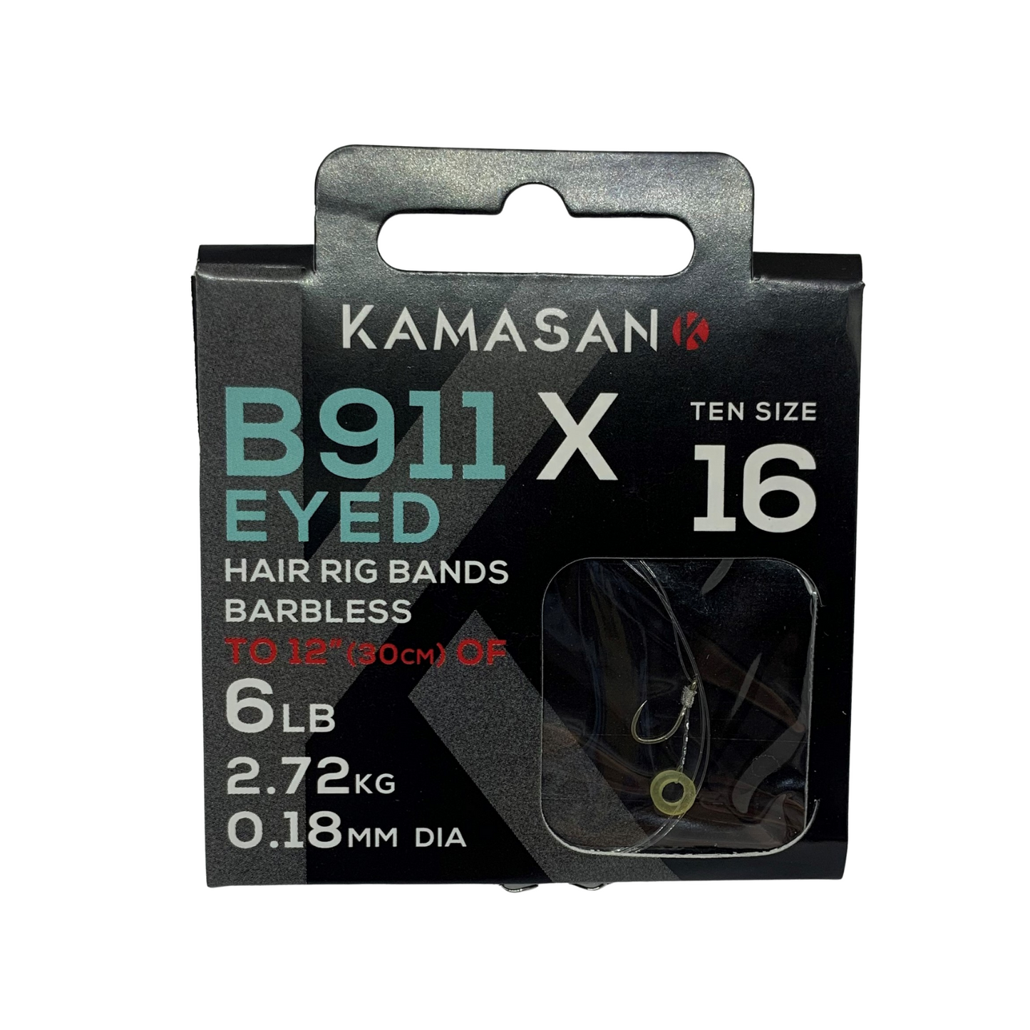 Kamasan B911X Eyed Hooks To Nylon with Bait Bands. Size 16