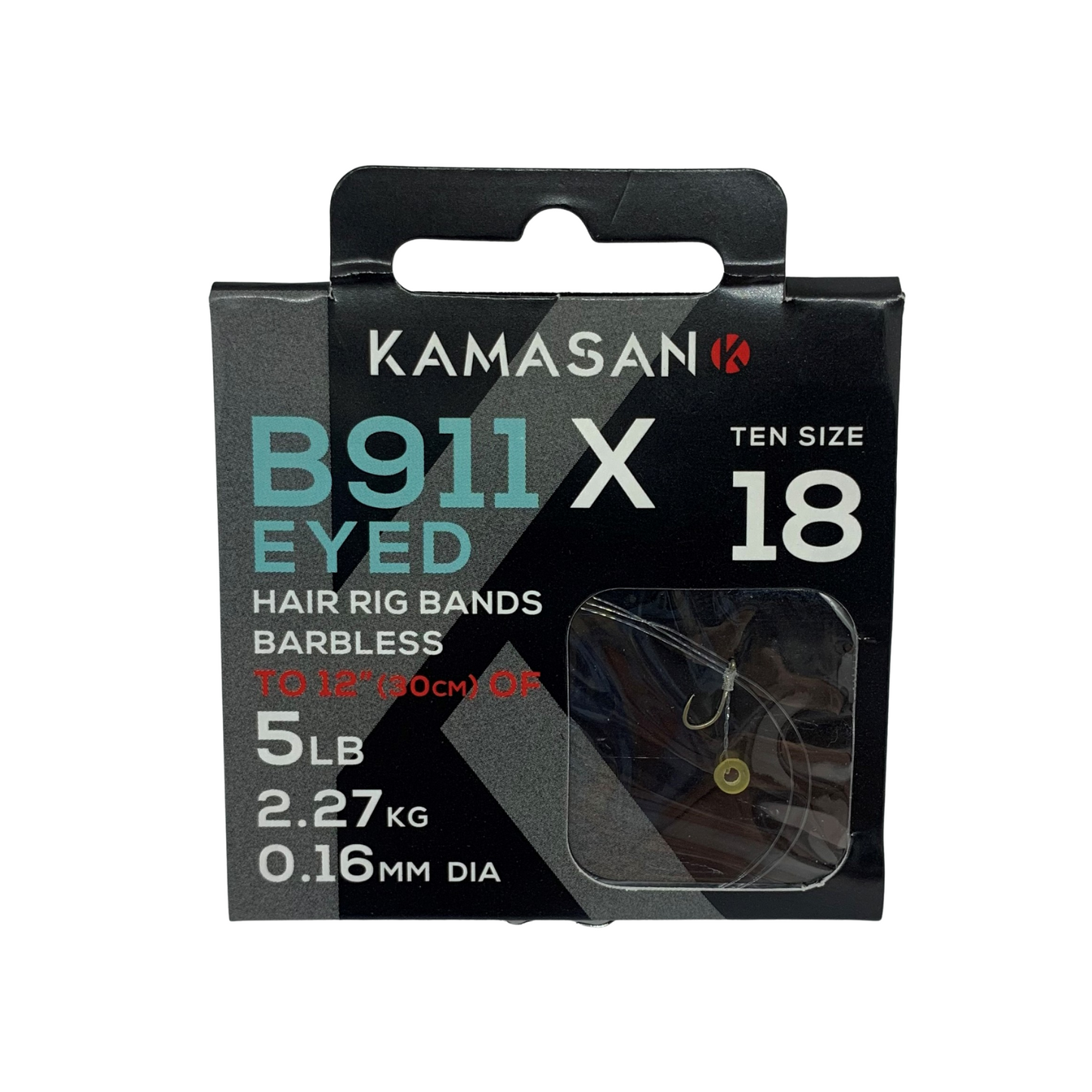 Kamasan B911X Eyed Hooks To Nylon with Bait Bands. Size 18