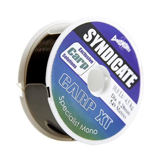 Dinsmores Syndicate Fishing Line Mono spool for carp fishing with low visibility and abrasion resistance