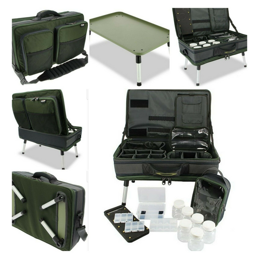 NGT Tackle Box Carp Bivvy Table System II - Rig Wallet, Glug Pot, Lead Bag, Table and Case System (588)