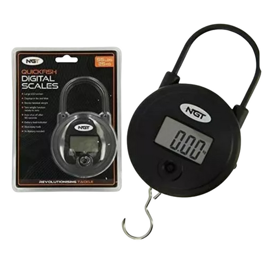 NGT Quickfish Digital Fishing Scales with 55lb/25kg capacity and large LCD display